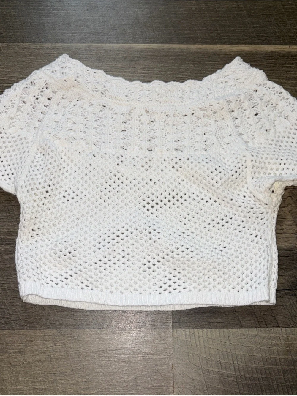 Anthropology White Crochet Meadow Babydoll Top Size S